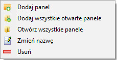 Menu podręczne mojePanele