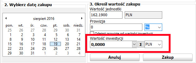 Definicja wartości zlecenia
