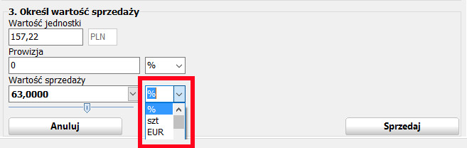 Określenie jednostki sprzedaży