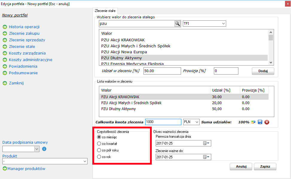Częstotliwość składek