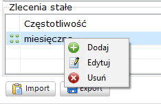 Operacje na zleceniach stałech