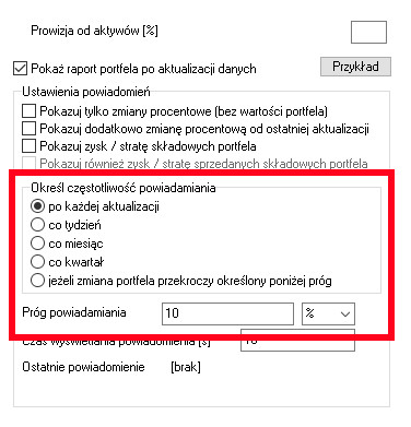 Częstotliwość powiadomień
