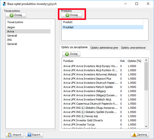 Dodaj produkt inwestycyjny