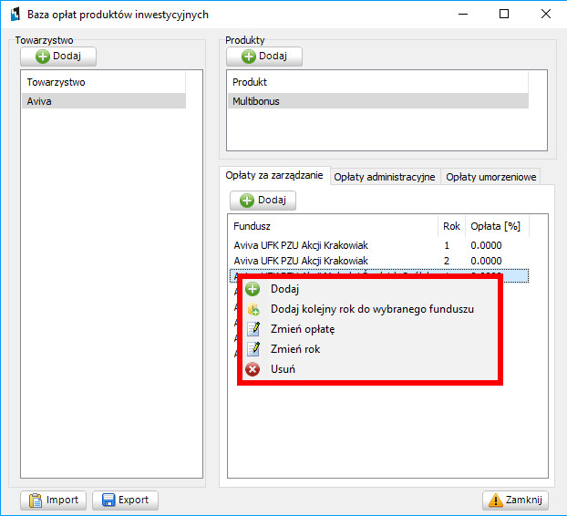 Zmiana opłaty za zarządzanie