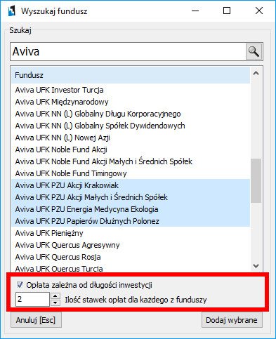 Opłata zależna od długości inwestycji