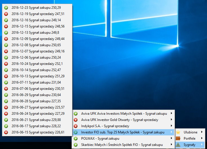 Szybki podgląd sygnałów