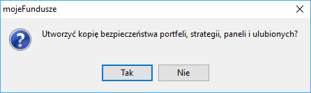 Kopia zapasowa - okno potwierdzające