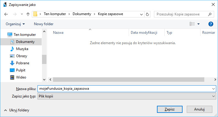 Kopia zapasowa - plik kopii zapasowej